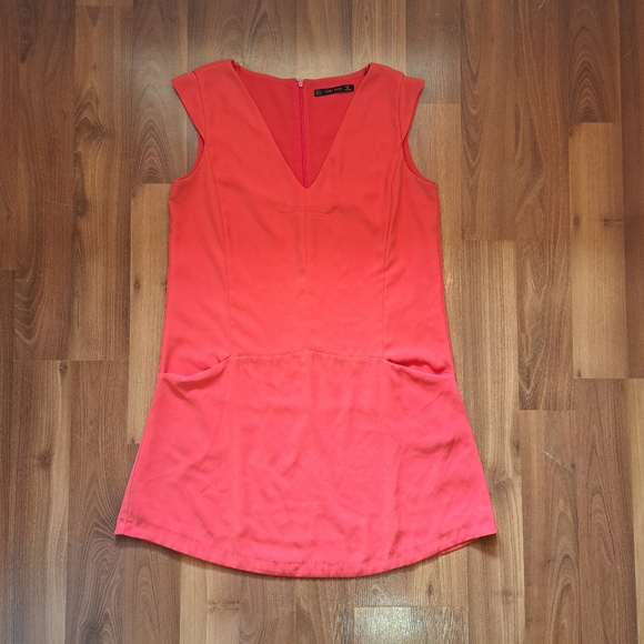 Zara Coral bright Pink Pockets Tunic Dress Top Sleeveless Casual - Picture 1 of 6